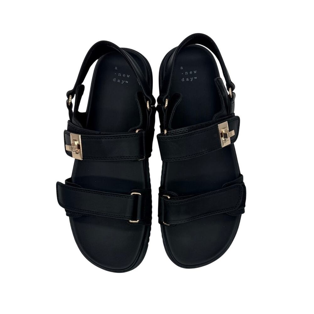 A New Day Black Double Strap Platform Sandals Women's Size 10